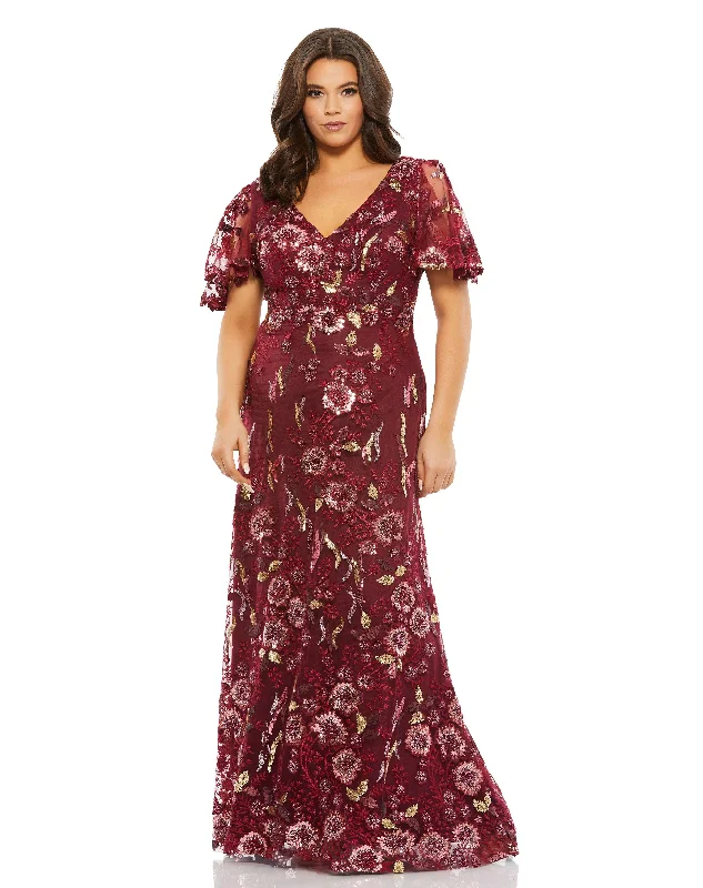 Mac Duggal 67924 Fabulouss Long Plus Size Floral Formal Dress