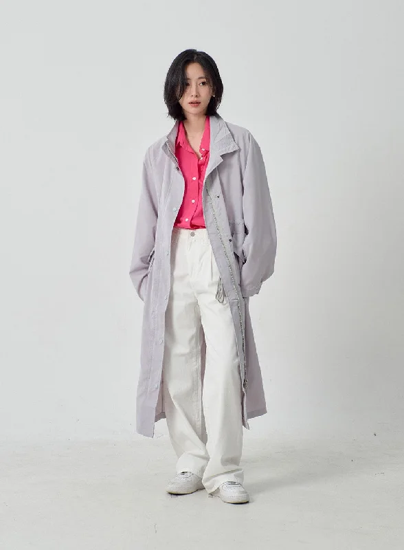 Pocket Oversized Zip-Up Coat OF301