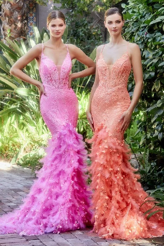 Andrea & Leo A1116 Feather Mermaid Prom Dress