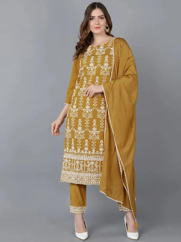 Ahika Poly Silk Embroidered Kurta Trousers With-PKSKD1344_S