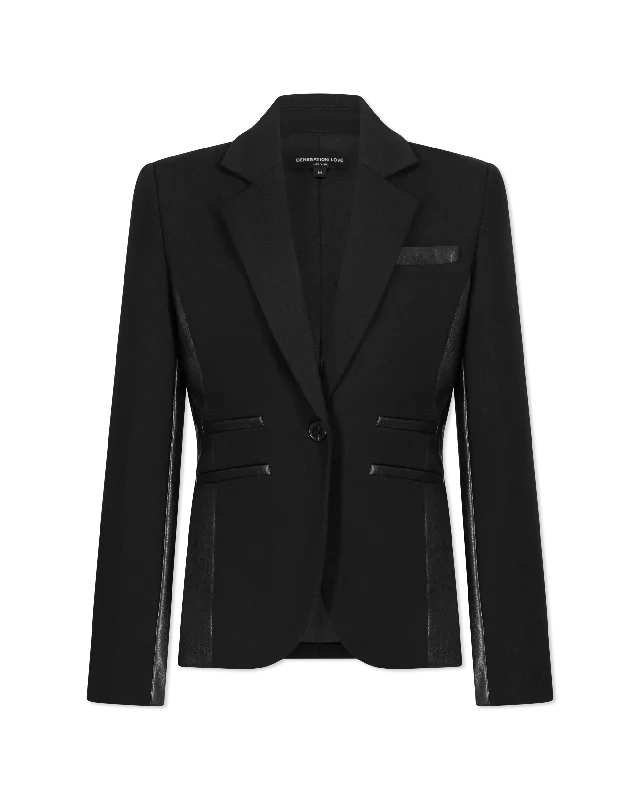 Gayle Vegan Leather Ponto Combo Blazer