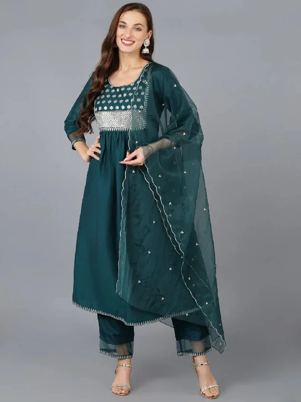 Ahika Women Silk Blend Embroidered Solid Kurta-PKSKD1728_XS