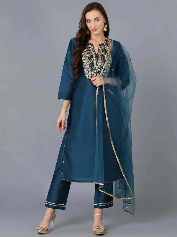 Ahika Women Silk Blend Yoke Design Kurta-PKSKD1747_XS