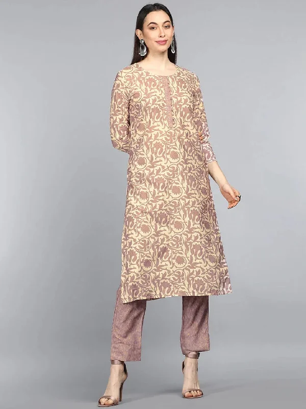 Ahika Polyester Printed Kurta Pant Set-PKSET1022AB_XS