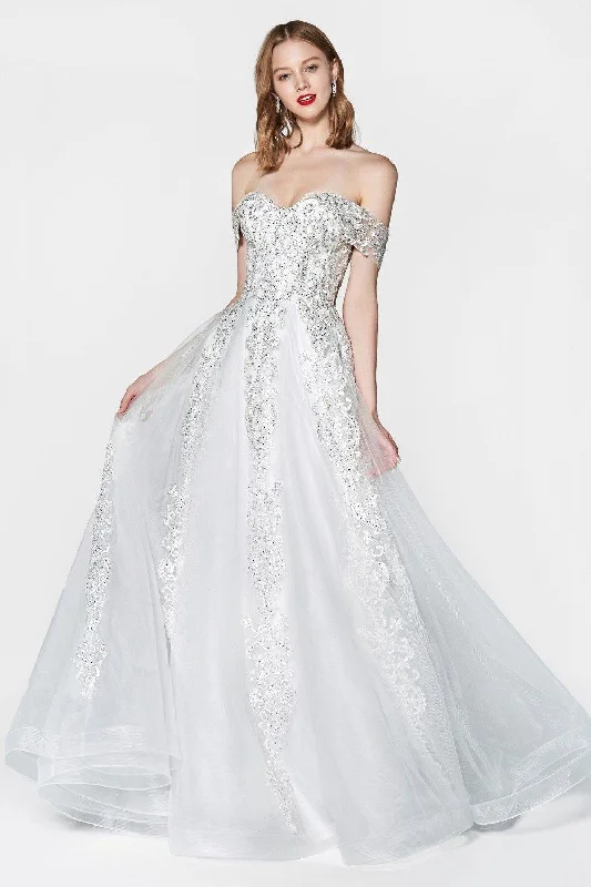 Cinderella Divine KC19070W Lace Bridal Long Wedding Gown