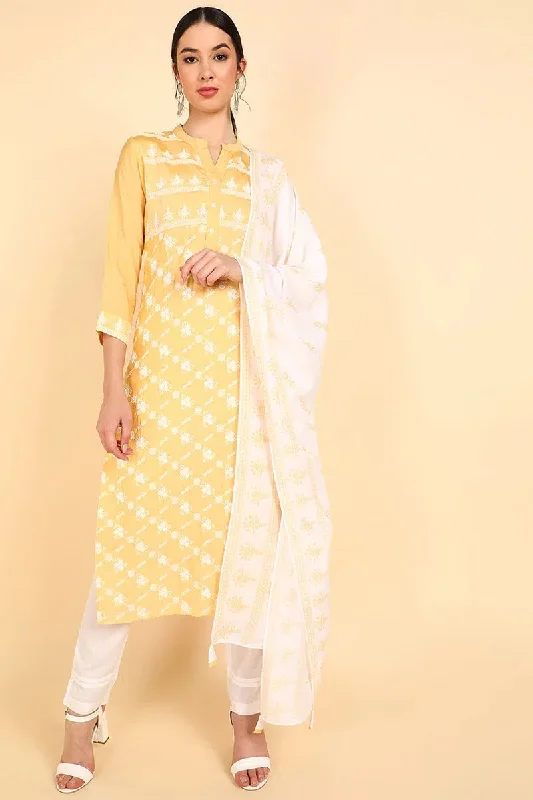 Ahika Poly Silk Solid Embroidered Kurta Trousers-PKSKD1391_XS