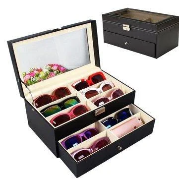 12 Black Eyeglasses Sunglass Oversized Storage Display Case Glasses Organizer