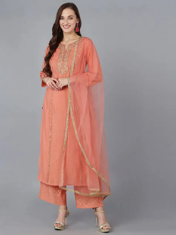 Ahika Women Silk Blend Embroidered Kurta Trouser-PKSKD1717_XS