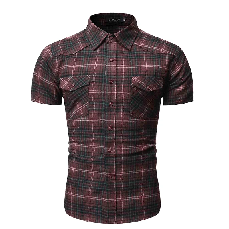 Men'S Plaid Shirt Casual Style plus Size