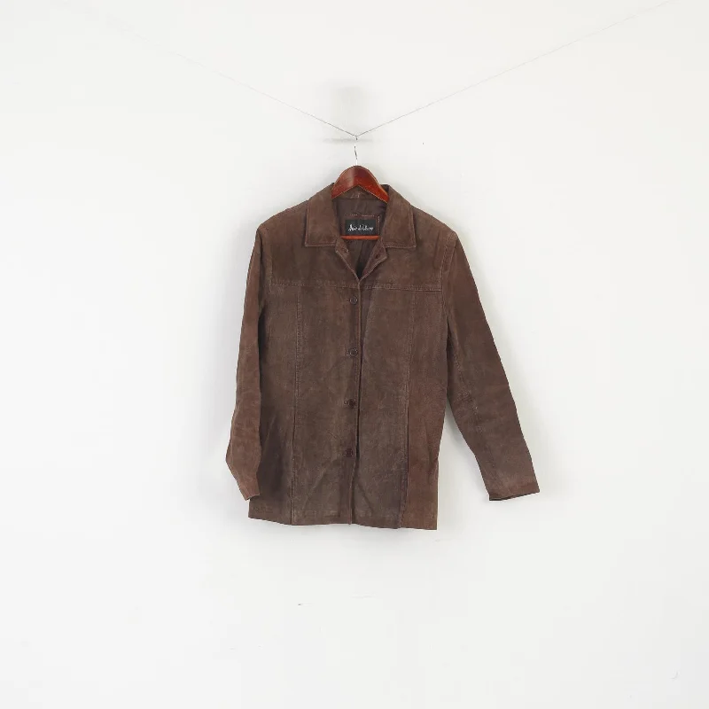 Joie de Vivre Women 16 L Jacket Brown Suede Leather Vintage Western Buttoned Top