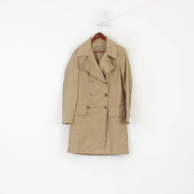 Henriette Steffensen Copenhagen Women M Trench Coat Beige Cotton Double Breasted