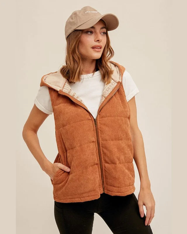 Corduroy Hooded Vest