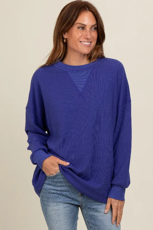 Royal Blue Waffle Knit Sweatshirt