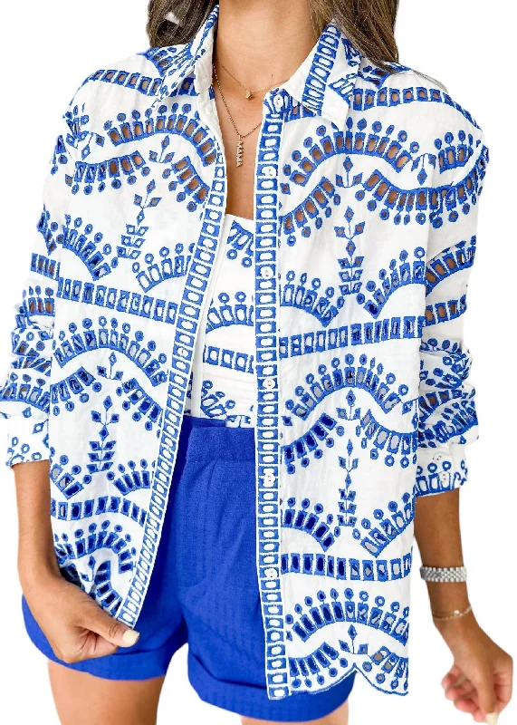 Blythe Beach Shirt In Blue/white