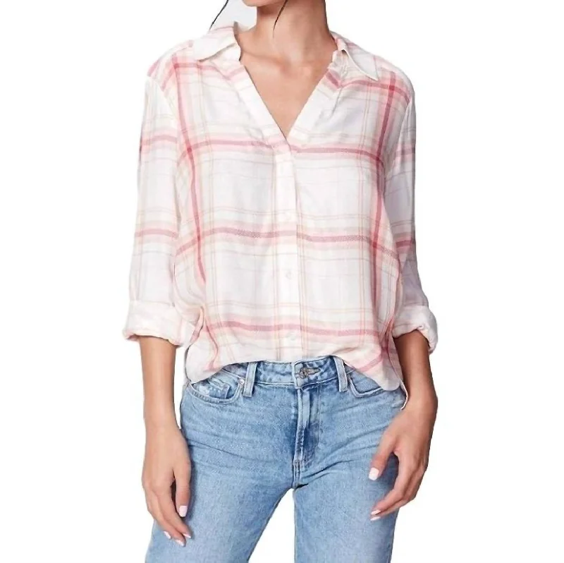 Davlyn Button-Down Shirt In White/burnt Sienna