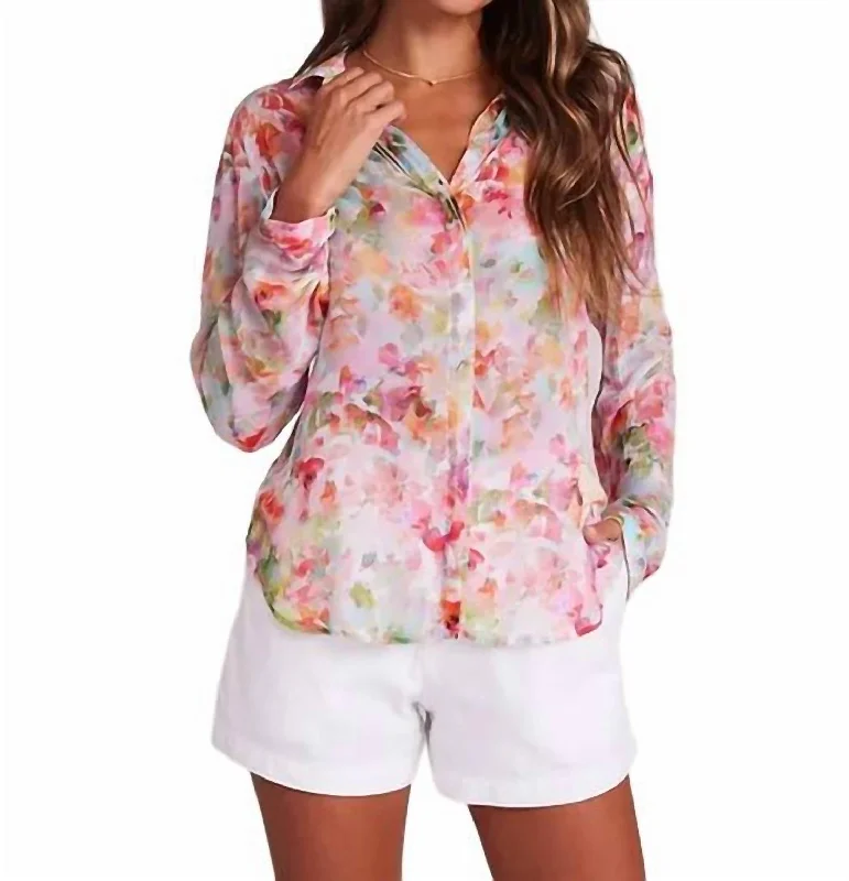 Full Button Down Hipster Shirt In Ipanema Floral Print