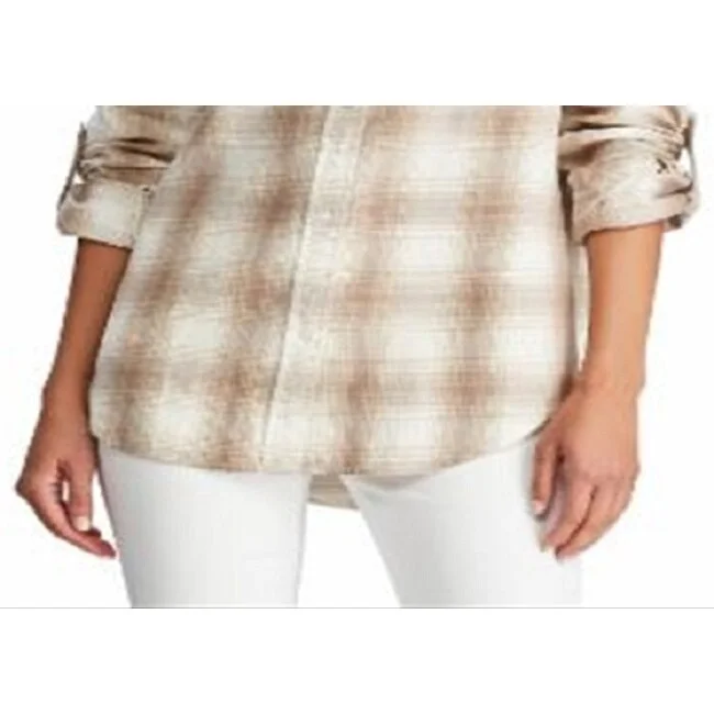 Lauren Ralph Lauren Plaid-Print Cotton Twill Roll-Tab Shirt White Size X-Large