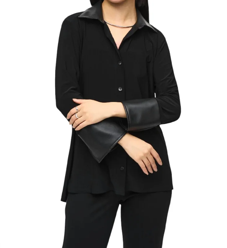 Minimalist Cutaway Nightout Shirt In Black