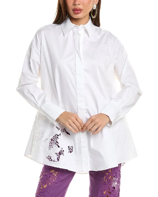 Oscar de la Renta Gardenia Threadwork Shirt