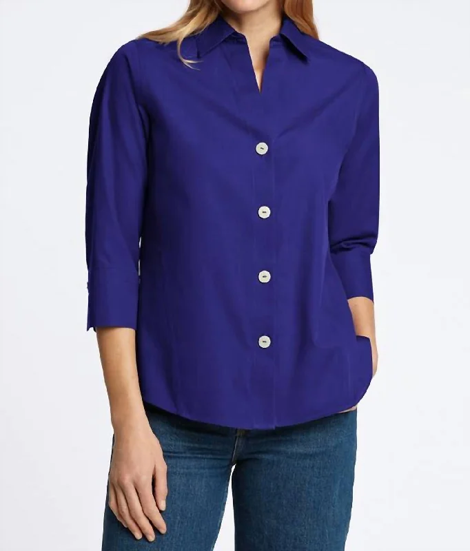 Paityn Essential Pinpoint No Iron Shirt In Royal Blue