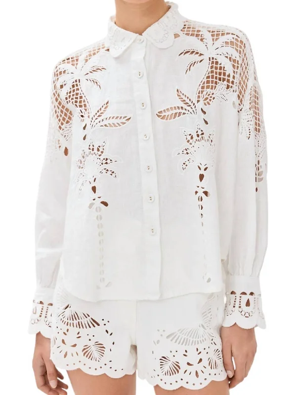 Palms Richelieu Long Sleeve Shirt In Off White