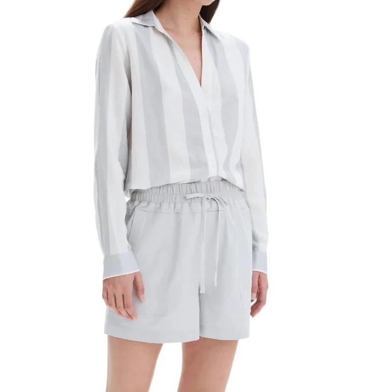 Striped Frida Linen Shirt In Limestone