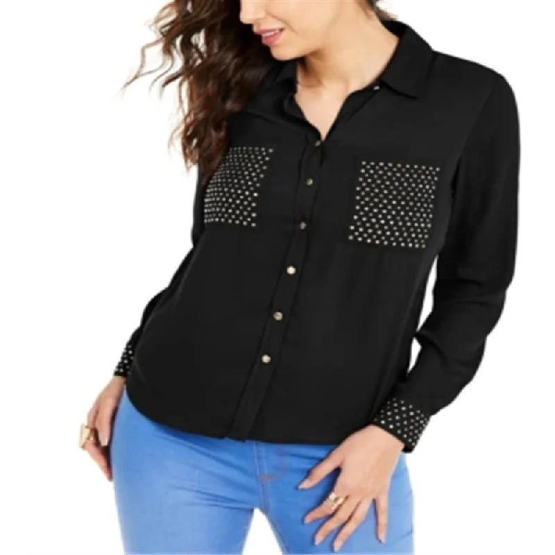 Thalia Sodi Women's Studded Shirt Black Size X-Small