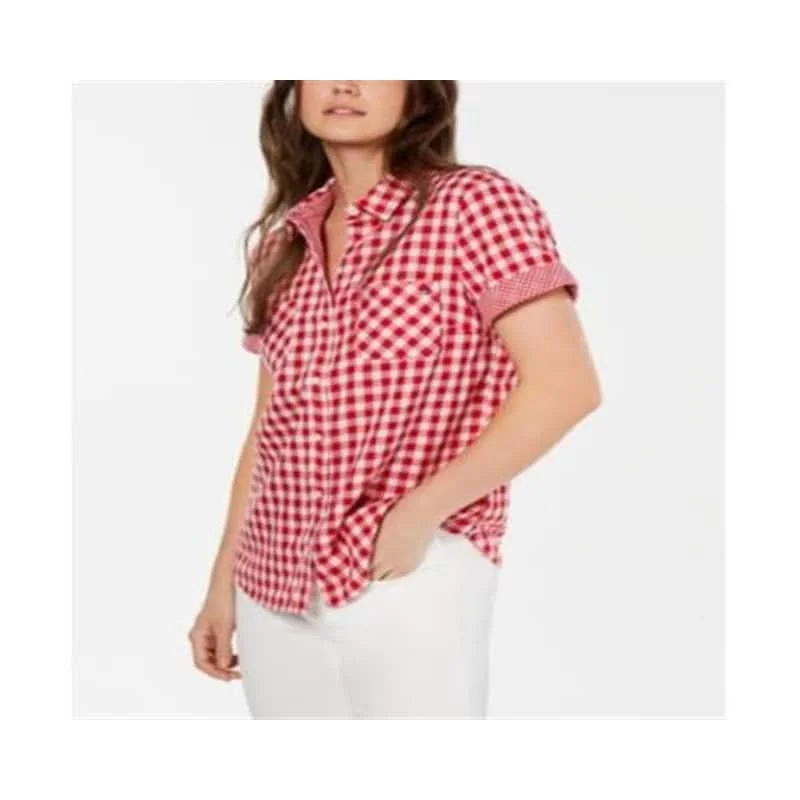 Tommy Hilfiger Women's Scarlt Wt Camp Shirt Red Size X-Small