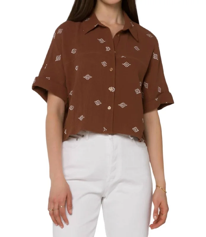 Trista Embroidered Shirt In Rustic Brown