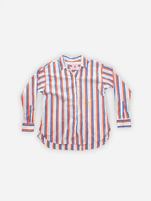 Women's Artie Button Down Shirt In Red/white/blue