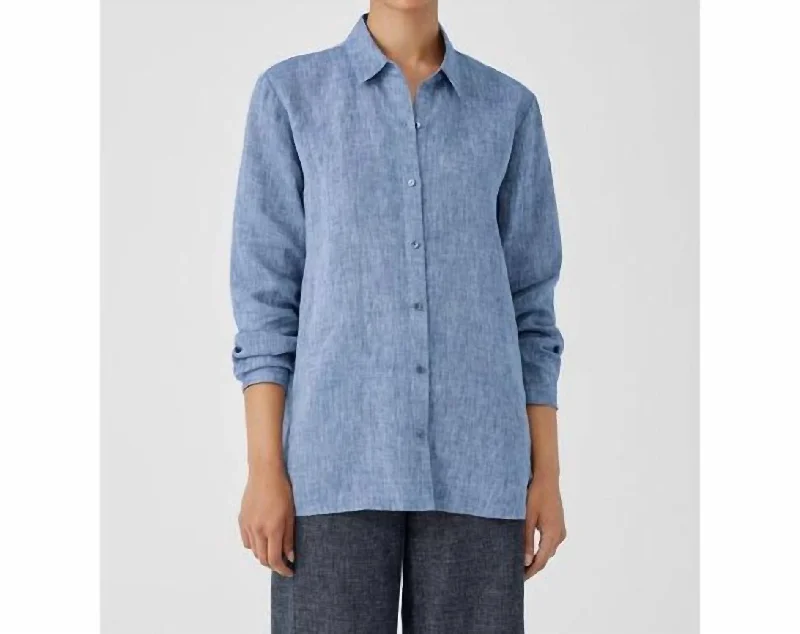 Yarn-Dyed Handkerchief Organic Linen Shirt In Chambray