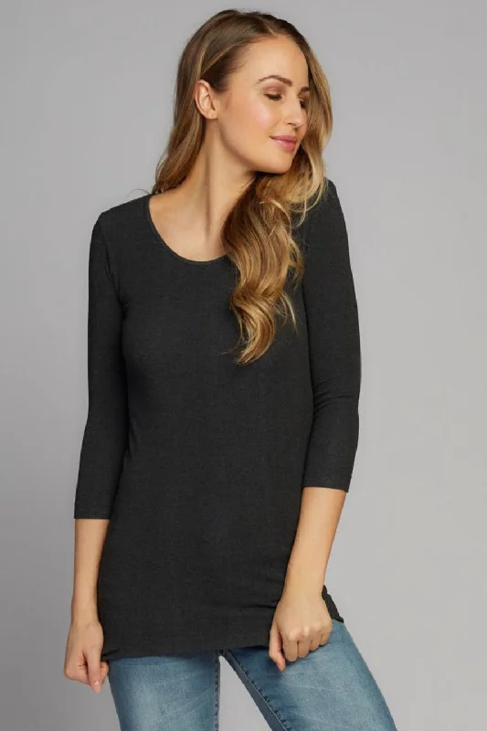 C'est Moi Bamboo 3/4 Sleeve T-Shirt (Heather Black)