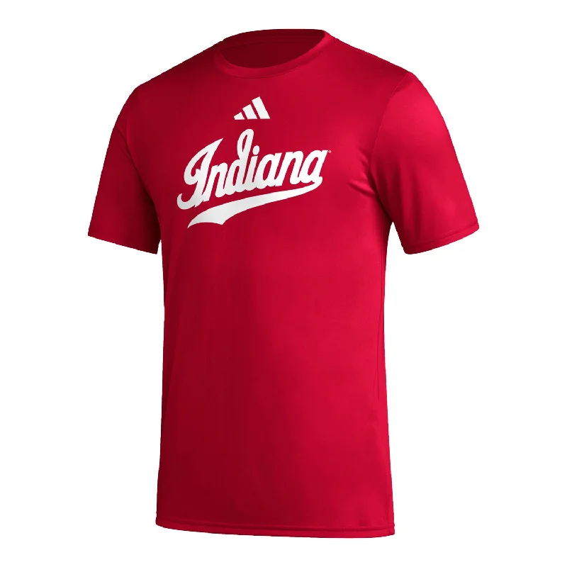 Indiana Hoosiers Adidas Pre-Game Script Crimson T-Shirt