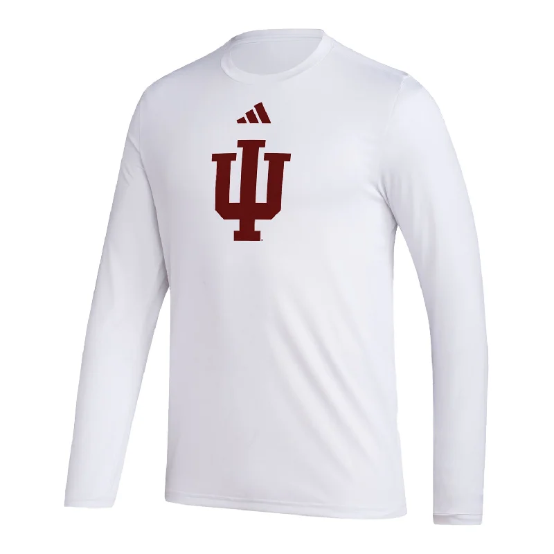 Indiana Hoosiers Adidas Pre-Game Logo Long Sleeve White T-Shirt