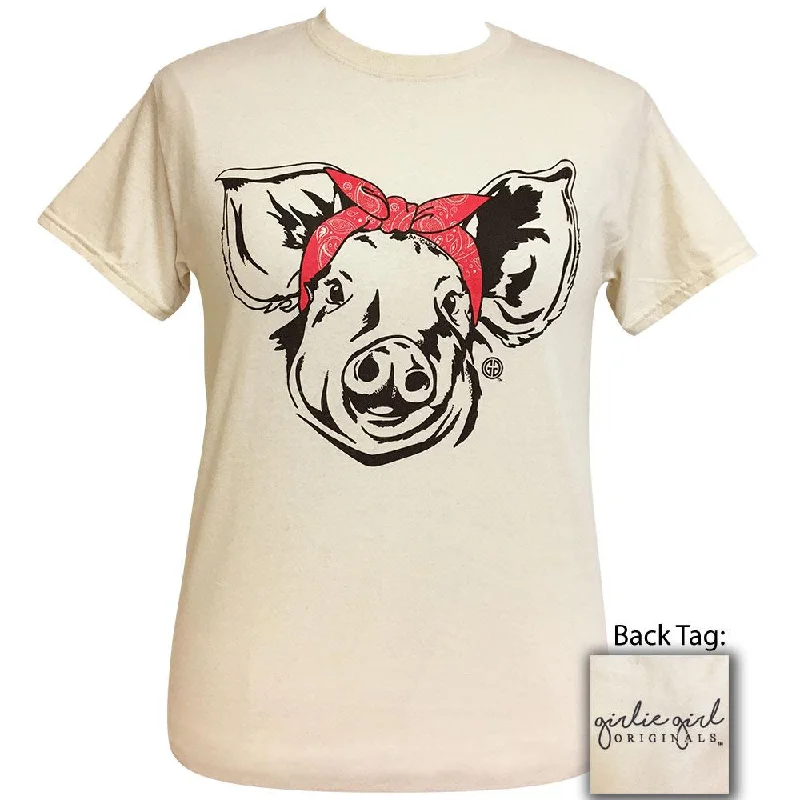 Paisley Bandana Pig Natural Short Sleeve Tee