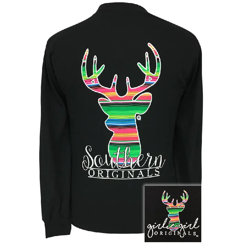 Serape Deer Black Long Sleeve