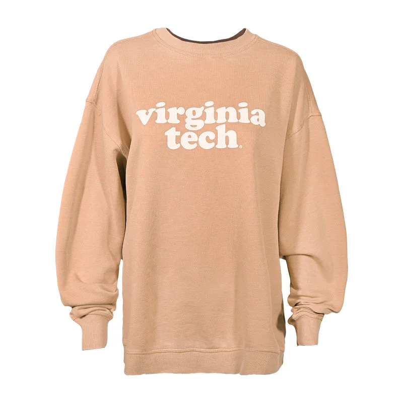 Virginia Tech Women's Campus Crew Sweatshirt: Latte