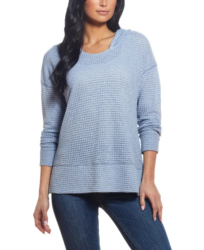 Women'S Dolman Mesh Knit Hoodie In Blue