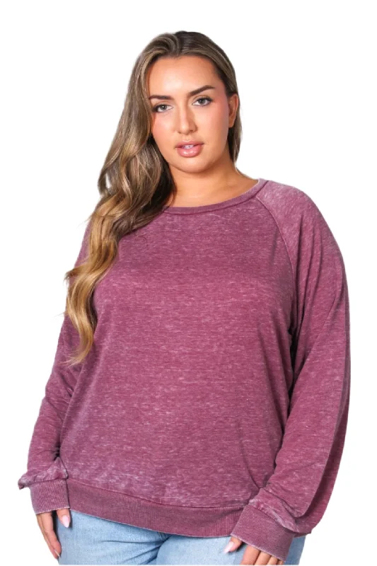 Women's Plus Long Sleeve Rib Cuff & Hem Sweatshirt