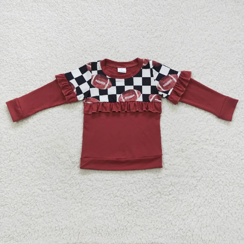 GT0300 girls brown checkerboard print polo shirt