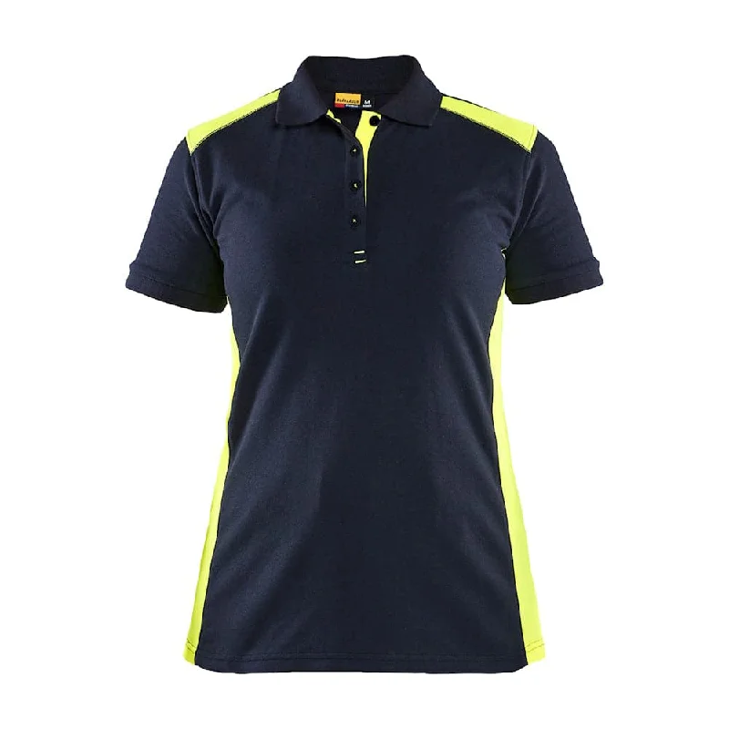 Blaklader 3390 Women's Polo Shirt Dark Navy Blue / Hi-Vis Yellow