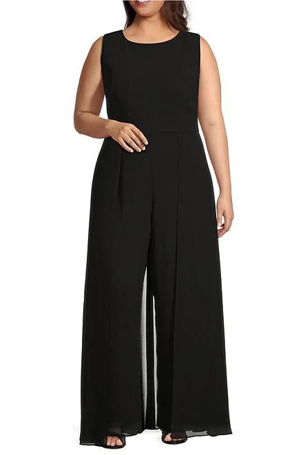 Marina Chiffon Overlay Sleeveless Jumpsuit ( Plus Size )