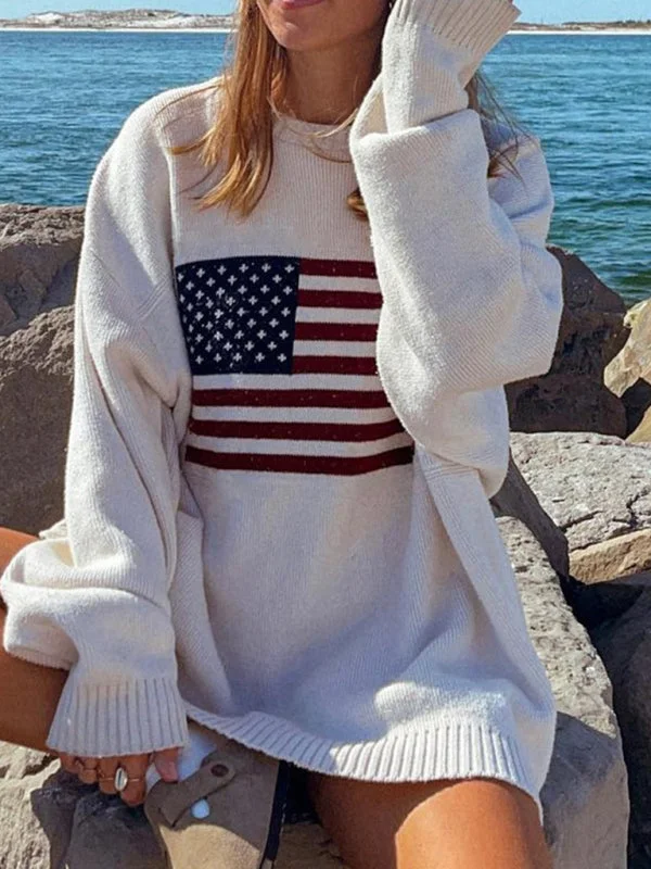 Oversized American Flag Sweater